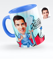 BK Gift Kişiye Özel Bay Diş Hekimi Karikatürlü Mavi Kupa Bardak  2