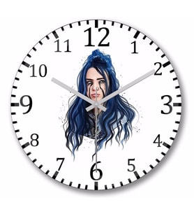 Billie Eilish  Duvar Saati Bombeli Gercek Cam