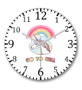 Unicornio Go To Hell Duvar Saati Bombeli Gercek Cam