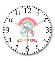 Unicornio Go To Hell Duvar Saati Bombeli Gercek Cam