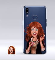BK Gift Kişiye Özel Kadın Animasyon Karikatürlü Samsung Galaxy A10s İnce Şeffaf Silikon Telefon Kapağı-8 (Beyaz)