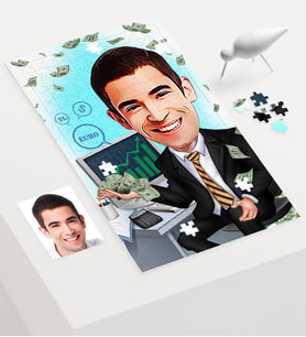 BK Gift Kişiye Özel Bay Bankacı Karikatür 240 Parça A3 Puzzle  2