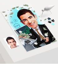 BK Gift Kişiye Özel Bay Bankacı Karikatür 240 Parça A3 Puzzle  2