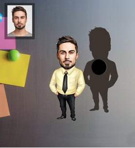 Kişiye Özel Patron Karikatürlü Ahşap Magnet Bay-23