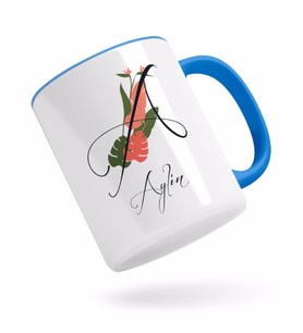 BK Gift Kişiye Özel Harf ve İsim Tasarımlı Mavi Kupa Bardak-5