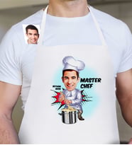 BK Gift Kişiye Özel Bay Chef Karikatür Beyaz Mutfak Önlüğü  3