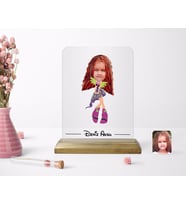 BK Gift Kişiye Özel Kız Çocuk Karikatürlü Ahşap Standlı Çerçeve-11 (Beyaz)