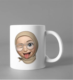 Emoji Kız Tesettürlü Stiker Kupası
