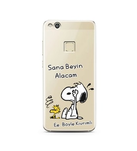Snoopy Tasarımlı Süper Şeffaf Silikon Telefon Kılıfı Huawei P10 Lite 