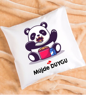 Sevimli Panda Tasarımlı Kişiye Özel Panda Yastık