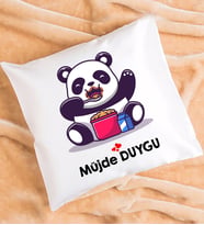 Sevimli Panda Tasarımlı Kişiye Özel Panda Yastık