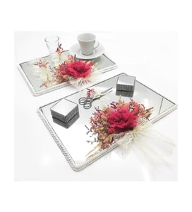 Lora Davet Damat Fincanı ve Söz Nişan Tepsisi Takım (1 Adet) Fushia - 54437