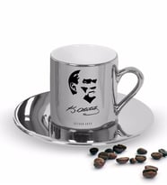 BK Gift Kişiye Özel Atatürk Temalı Aynalı Gümüş Türk Kahvesi Fincanı-24 (Beyaz)