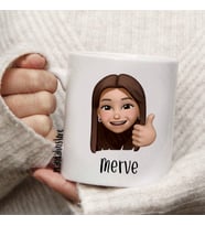 Kişiye Özel Kız Emoji Baskılı Kupa Bardak