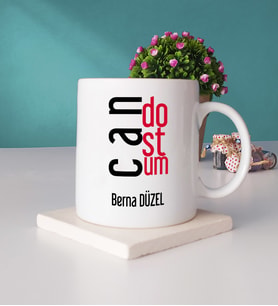 Arkadaşa Hediye Can Dostum Tasarımlı Arkadaşa Kişiye Özel Arkadaş Kupa Bardak ve Taş Bardak Altlığı Seti