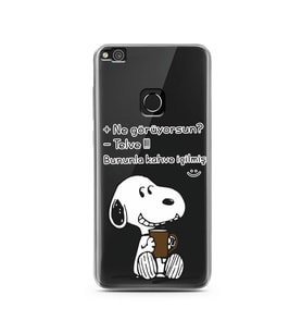 Snoopy Tasarımlı Süper Şeffaf Silikon Telefon Kılıfı Huawei P9 Lite 2017 