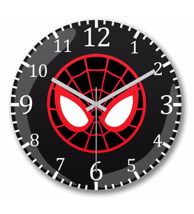 Spider Man Spider Face Duvar Saati Bombeli Gercek Cam