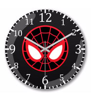 Spider Man Spider Face Duvar Saati Bombeli Gercek Cam