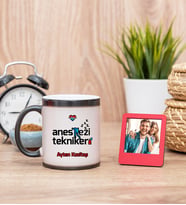 Anestezi Teknikeri Sihirli  Kupa Bardak ve Kırmızı Mini Çerçeve