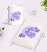 BK Gift Kişiye Özel Kadınlar Günü Tasarımlı Beyaz Defter Kalem ve Kupa Seti-16 (Model 1)