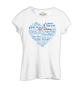Her Dilde Seni Seviyorum Beyaz Bayan Tshirt