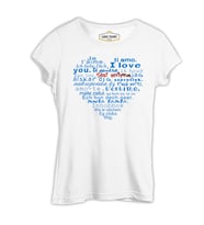 Her Dilde Seni Seviyorum Beyaz Bayan Tshirt