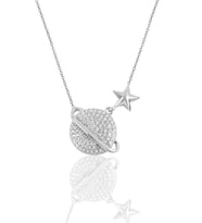 Söğütlü Silver Gümüş gezegen modeli kolye SGTL10081BEYAZ