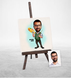 BK Gift Kişiye Özel Ressam Karikatür Şovaleli Doğal Taş  1
