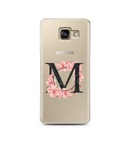 Pembe Çiçekli Harf Tasarım Süper Şeffaf Silikon Telefon Kılıfı Samsung A3 (2017)