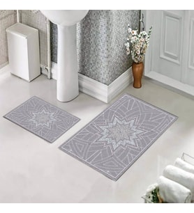 Banyo Halısı Ikili Klozet Takımı Kaymaz Tabanlı (60 xm x 100 cm + 40 cm x 60 cm) 
