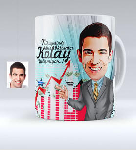 BK Gift Kişiye Özel Bay Ceo Karikatürlü Beyaz Kupa Bardak  1