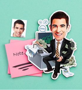 BK Gift Kişiye Özel Bay Bankacı Karikatürlü Ahşap Magnet (Çok Renkli)