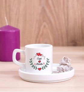 Sevgiliye Hediye İsim ve Kalpli Concept Türk Kahvesi Fincanı