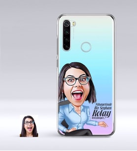 BK Gift Kişiye Özel Bayan Kolay Yetişmiyor Karikatürlü Xiaomi Redmi Note 8 İnce Şeffaf Silikon Telefon Kapağı-2 (Beyaz)
