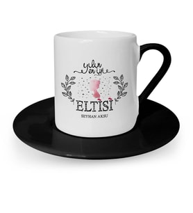 BK Gift Kişiye Özel Yılın En İyi Eltisi Siyah Türk Kahvesi Fincanı
