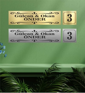 Kişiye Özel Kapı İsimliği ve Kapı Numarası Model 5 (Gümüş)