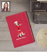 Kişiye Özel Yılbaşı Bayan Karikatürlü Kırmızı Defter Model-6