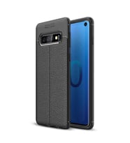 Galaxy S10 Kılıf Zore Niss Deri Desenli Silikon Kılıf (Siyah)