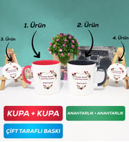 İkili Kırmızı Siyah Sevgiliye Sevgililer Günü Hediyesi 13 Kupa Bardak Anahtarlık