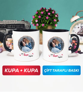 İkili Sevgiliye Sevgililer Günü Hediyesi 11 Kupa Bardak Siyah