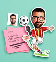 BK Gift Kişiye Özel Bay Sarı Kırmızı Futbolcu Karikatürlü Ahşap Magnet (Çok Renkli)