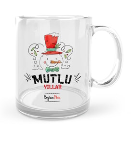 BK Gift Kişiye Özel Mutlu Yıllar Cam Kupa Bardak  1