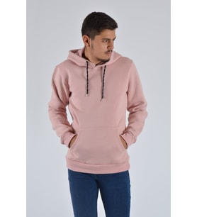 Erkek Kapüşonlu Uzun Kollu Kanguru Cepli Sweatshirt 20Y-5200368 Gül Kurusu