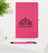 BK Gift Kişiye Özel İsimli Pembe Defter & Kalem Seti-12