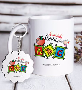 BK Gift Kişiye Özel Anasınıfı Öğretmeni Beyaz Kupa ve Anahtarlık Hediye Seti-1 (Model 1)