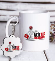 BK Gift Kişiye Özel Acil Tıp Teknisyeni Beyaz Kupa ve Anahtarlık Hediye Seti-1 (Model 1)