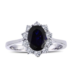 Lova Pırlantalı Oval Safir Anturaj Yüzük - 1050246