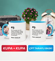 İkili Çiftlere Özel Eş Kupa Bardak Mavi