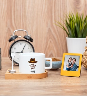 Awesome Dad Fincan ve Turuncu Mini Fotoğraf Çerçevesi