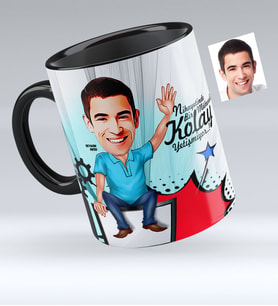 BK Gift Kişiye Özel Bay Bilgisayar Mühendisi Karikatürlü Siyah Kupa Bardak  1